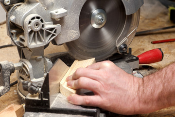 Carpenter working. Carpenter tools on wooden table with sawdust. Carpenter workplace top view