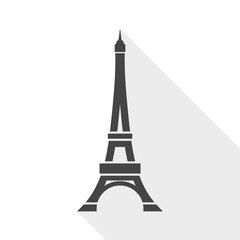 Vector Eiffel Tower Icon with long shadow