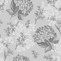 Grey Flowers Seamless Pattern