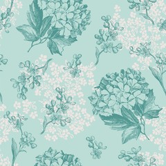 Turquoise Flowers Seamless Pattern