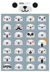 Seal emoji icons, vector, illustration