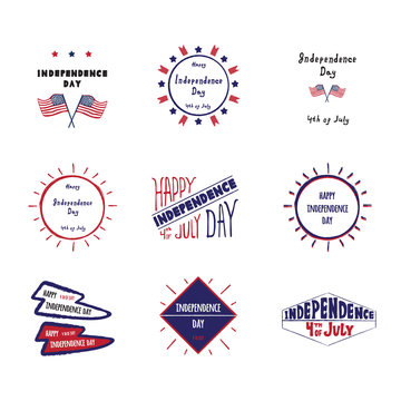 Set of vector label Independence day