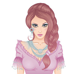 Portrait of a young girl with a plait and ethnic jewelery