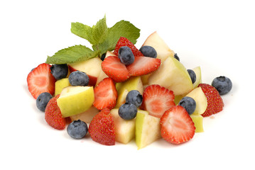 Fruit salad on a white background