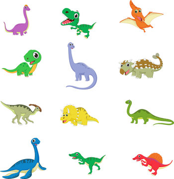 cute dinosaurs cartoon collection set