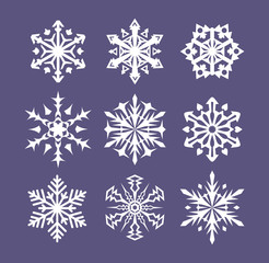 Naklejka na ściany i meble Set of vector snowflakes.