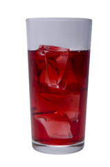 cherry juice with ice on a white background