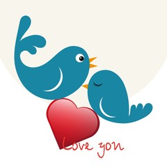 Beautiful birdie in love with heart