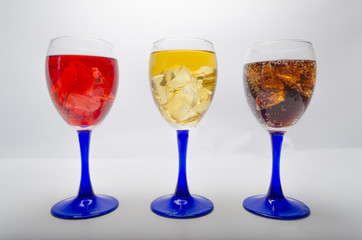 fresh juice with ice on a white background