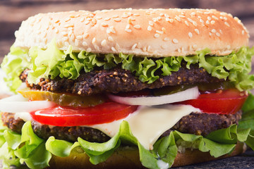 Delicious burgers with beef