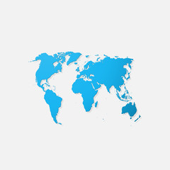 Fototapeta na wymiar Realistic paper sticker: map of the world