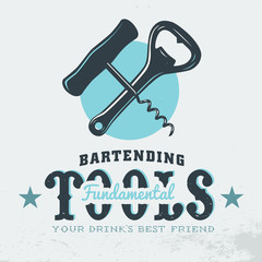 Bartender Profession Print Design. Corkscrew. Opener. Card Print