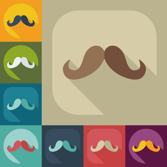 Flat modern design with shadow icon mustache