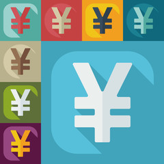 Flat modern design with shadow icons currency unit