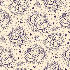 Paisley Hand drawn seamless pattern.