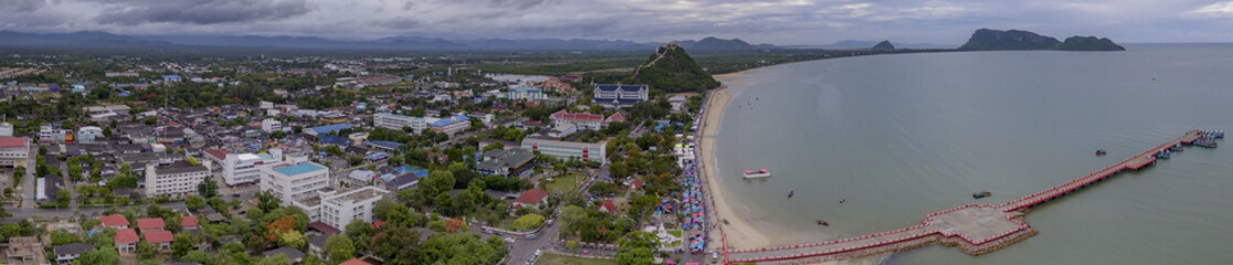 aerial view of prachaupkhirikan port and harbor sounthern of tha