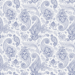 Paisley Hand drawn seamless pattern.