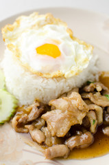thai food  fried prok with pepper and garlic