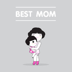 Best Mom Mother's Day Card Character illustration