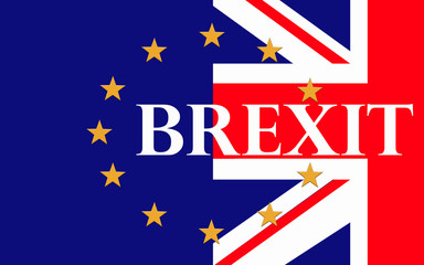 Brexit with detail of concept Eu and Uk flag