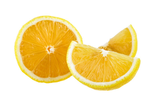 fresh slice lemon isolated on white background