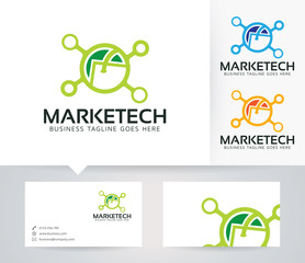 Marketing Technology vector logo with business card template