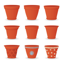 collection of empty flowerpots for your design