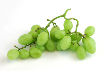 fresh green grapes isolated on white background