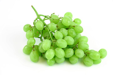 fresh green grapes isolated on white background