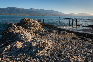 rocky coast at Kaikoura peninsula, New Zealand