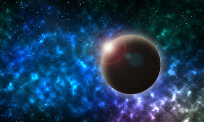 Fototapeta na wymiar Star , Planets in distant galaxies. 3D illustration