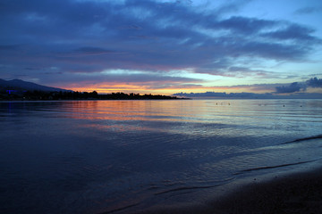 Sunrise on lake Issyk-Kul, Kyrgyzstan 