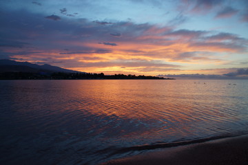 Sunrise on lake Issyk-Kul, Kyrgyzstan 