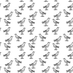 Elegant seamless pattern with abstract crow symbols, design elements. Can be used for invitations, greeting cards, scrapbooking, print, gift wrap, manufacturing. Bird theme