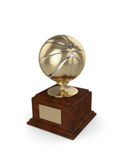 Naklejka premium 3d rendered basketball trophy isolated on white