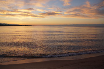 Obraz premium Sunrise on lake Issyk-Kul, Kyrgyzstan 