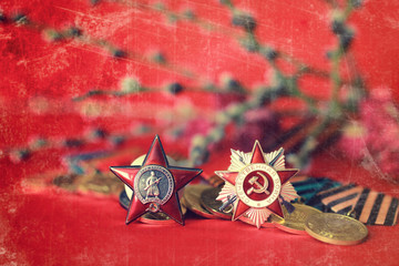 Retro effect on medals composition from Great Patriotic War