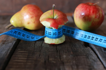 measurement red bitten apple