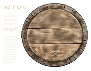 Wooden barrel with iron rings.