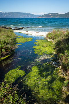 Image of lake Karavomilos at Kefalonia island in Greece

