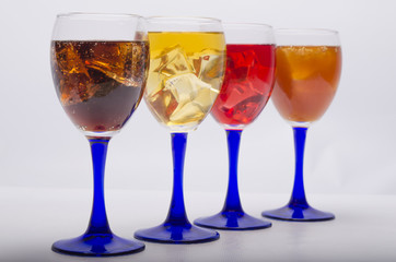 fresh juice with ice on a white background