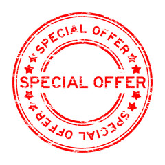 Grunge red special offer round rubber stamp