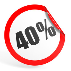 Discount 40 percent off. 3D illustration.