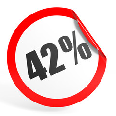 Discount 42 percent off. 3D illustration.