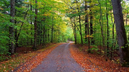 Driving through Fall Foliage in the Adirondacks in New York state