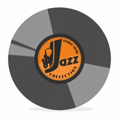 Основные RGBNew gramophone vinyl with jazz label. vector art image illustration, isolated on white background