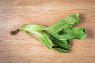 choy vegetable on a wooden background
