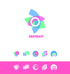 Creative abstract circle logo icon pastel set