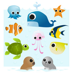 Set of Sea Animals,vector,illustration