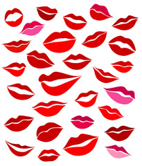 Big set of stylized graphics lips 